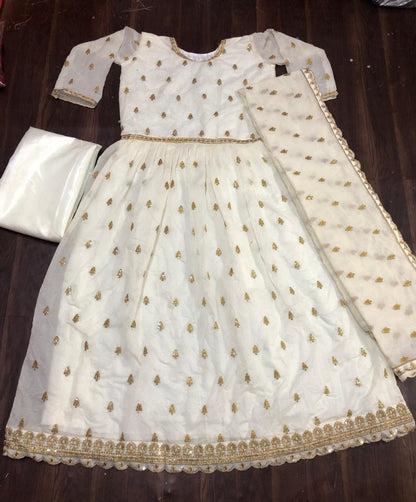 white chanderi silk embroidered bollywood anarkali suit