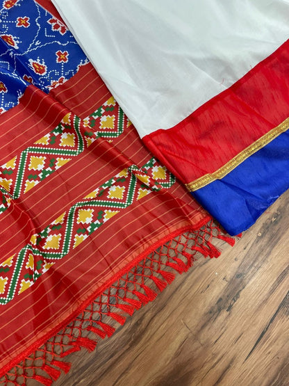 White club cotton anarkali gown with printed silk blue dupatta