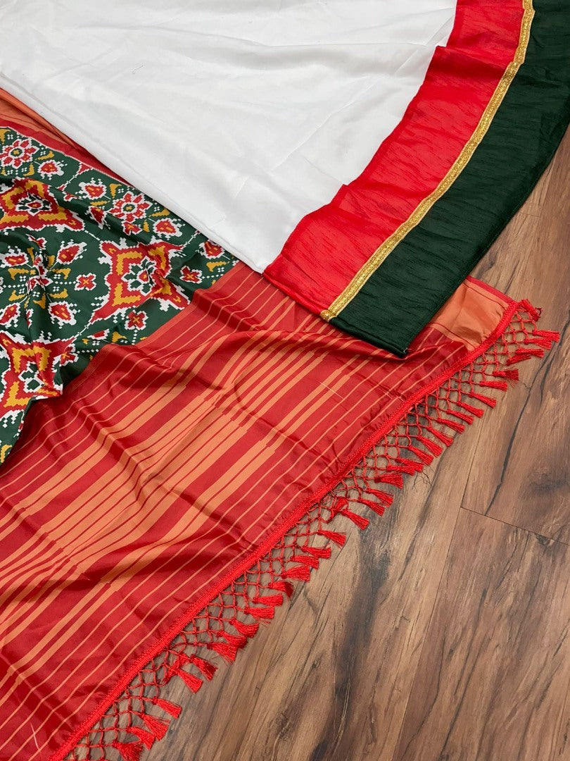 White club cotton anarkali gown with printed silk dupatta