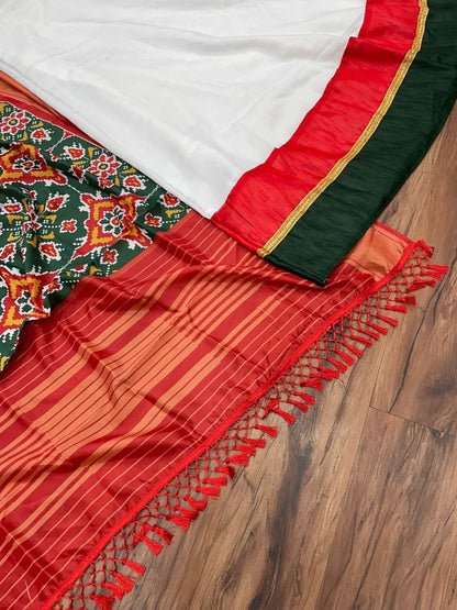 White club cotton anarkali gown with printed silk dupatta