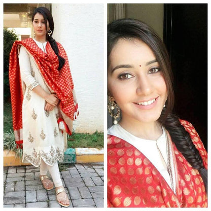 White cotton embroidered salwar suit