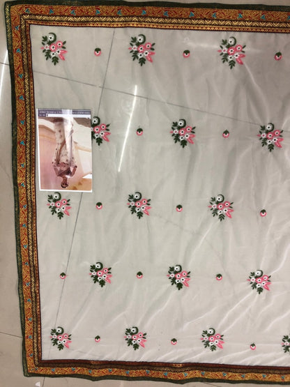 White georgette designer wedding saree