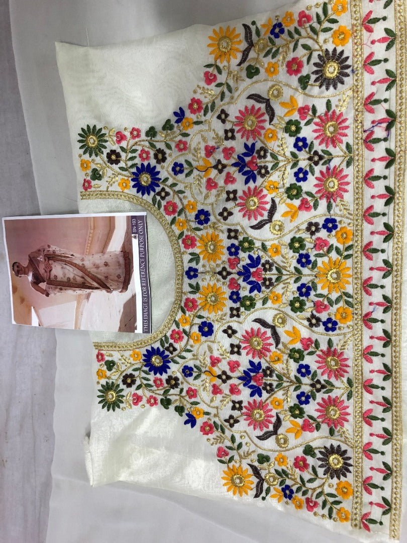 White georgette designer wedding saree