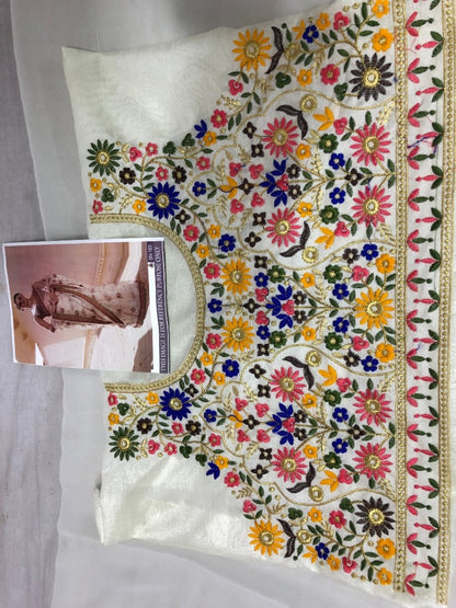 White georgette designer wedding saree