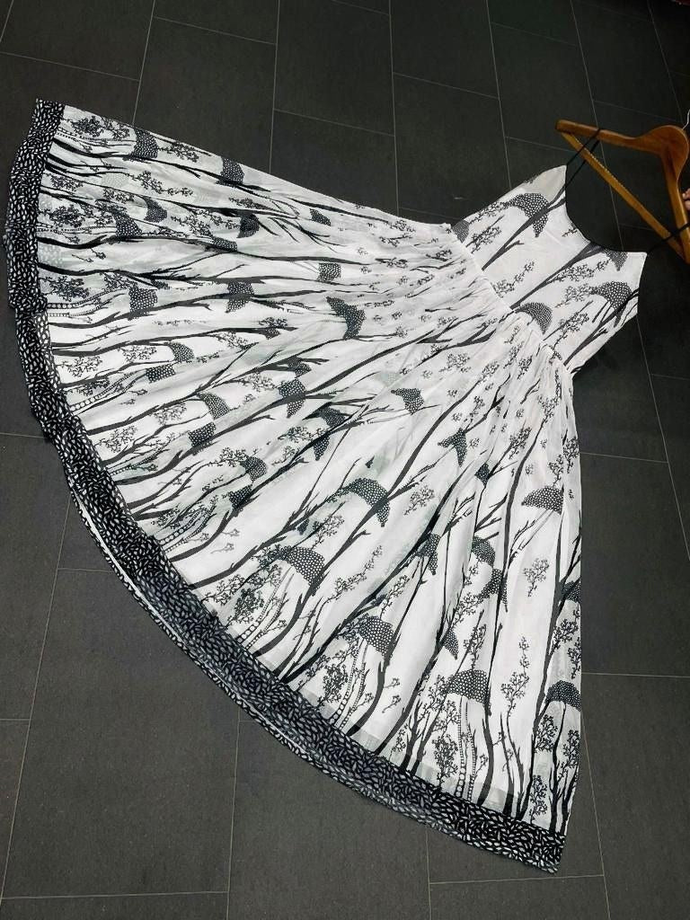 White georgette digital printed gown