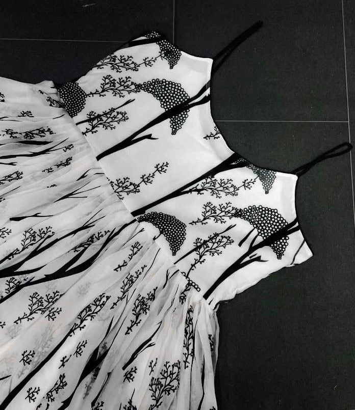 White georgette digital printed gown