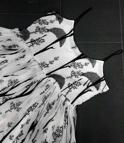 White georgette digital printed gown