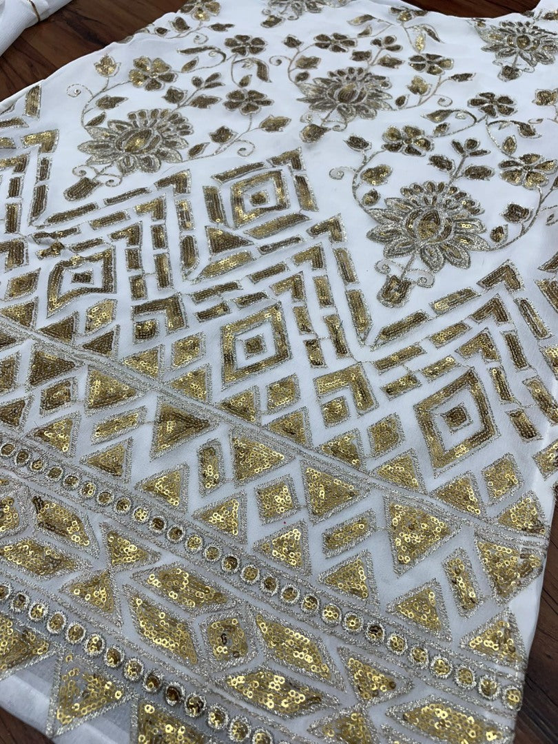 White georgette embroidered sharara suit