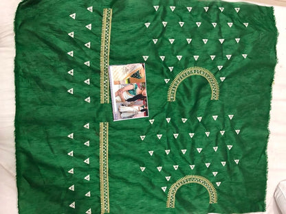 White georgette embroidered wedding saree