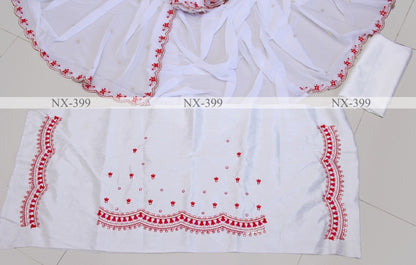 White georgette fancy thread work saree