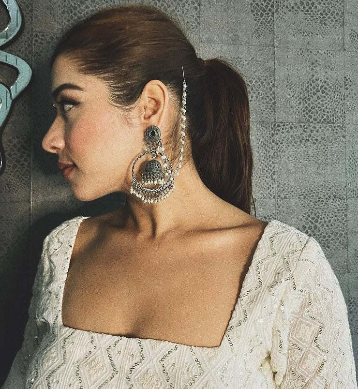 White georgette heavy embroidered wedding lehenga choli