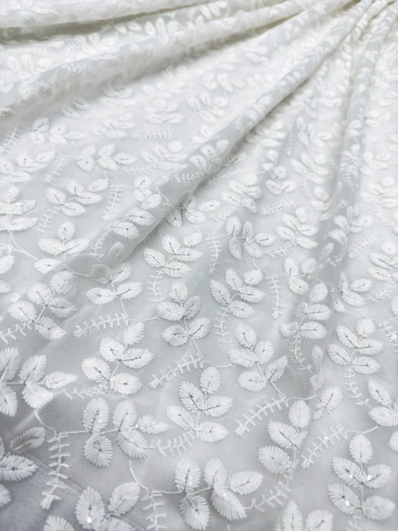 White georgette heavy embroidery work anarkali suit