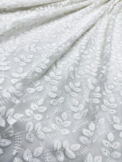 White georgette heavy embroidery work anarkali suit