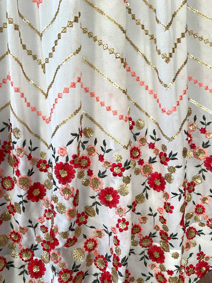 White georgette heavy multi embroidery work wedding lehenga choli