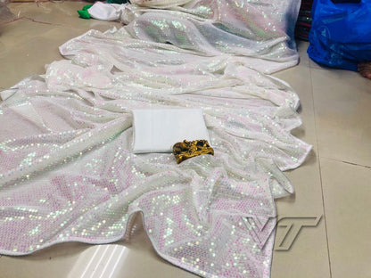 White georgette heavy sequence work partywear saree