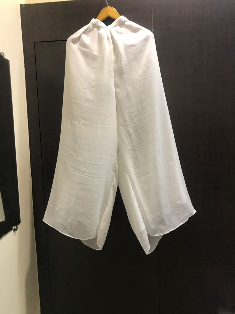 white georgette indo western plazzo suit with multidori and mirror work blouse