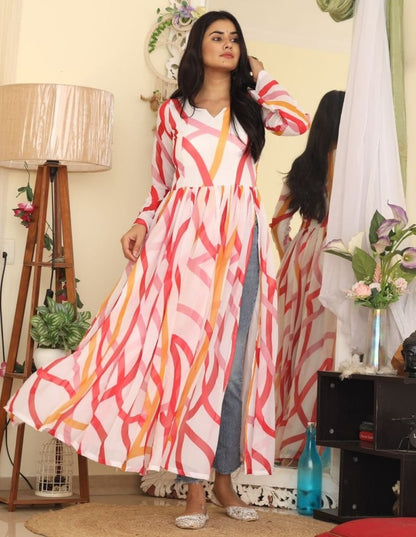 White georgette printed kurti