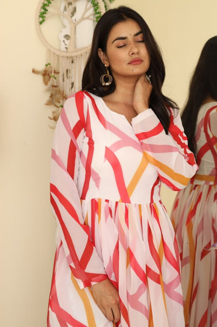 White georgette printed kurti