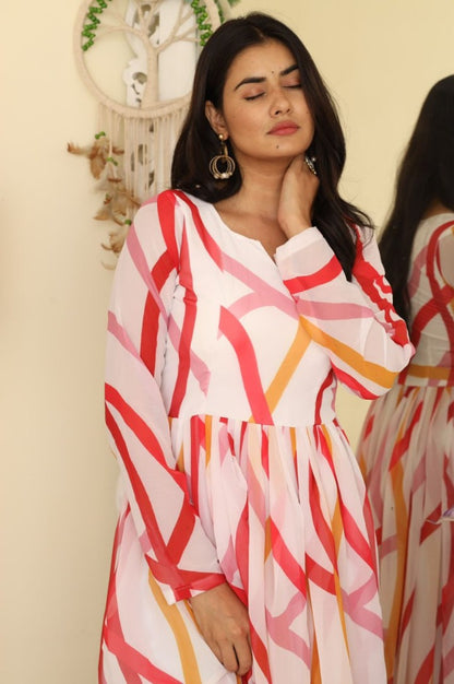 White georgette printed kurti