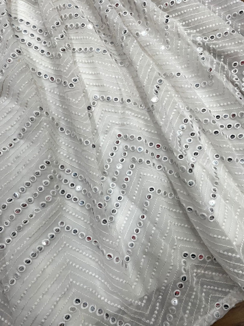 White georgette sequence work designer sharara suit