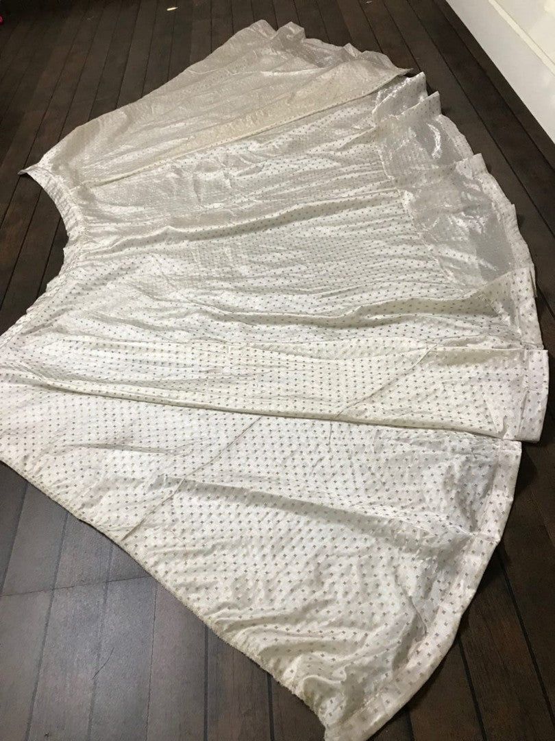 white heavy banarasi jacquard silk crop top lehenga with orange top