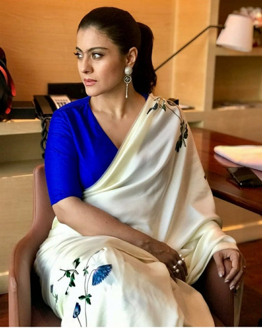 white heavy crepe digital floral printed casual wear saree