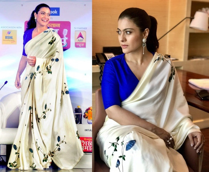 white heavy crepe digital floral printed casual wear saree