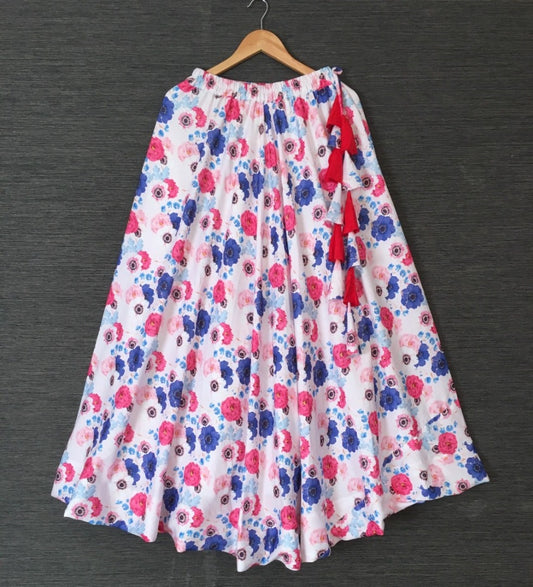 White heavy rayon digital printed skirt