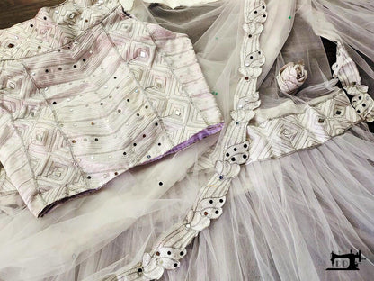 White heavy soft net designer saree