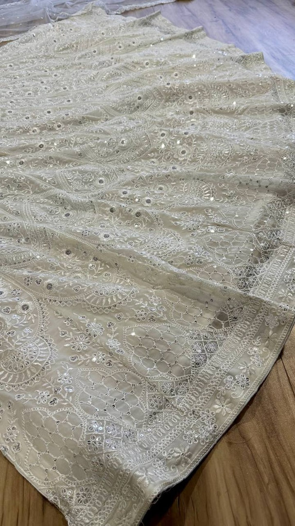 White heavy work designer wedding lehenga choli
