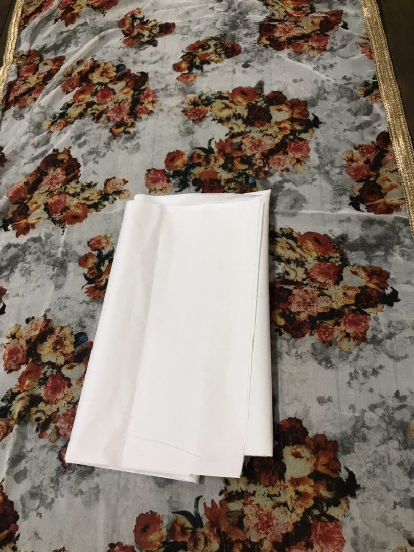 white indo wilk stylist patiyala suit with printed dupatta