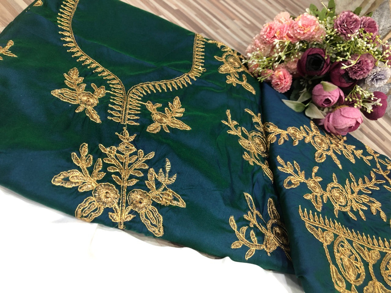 White italian silk embroidered wedding lehenga choli