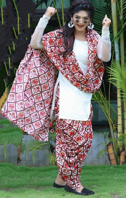 White italian silk patiala suit