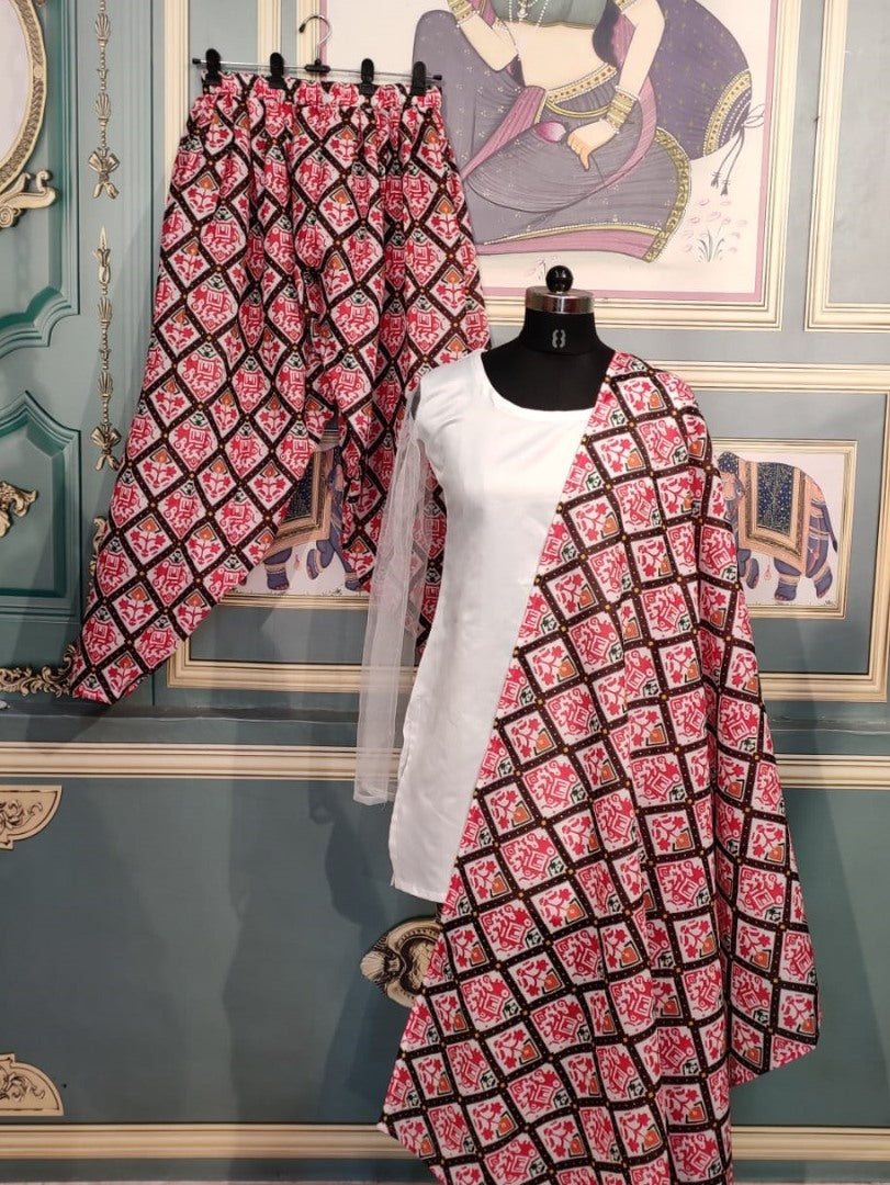 White italian silk patiala suit