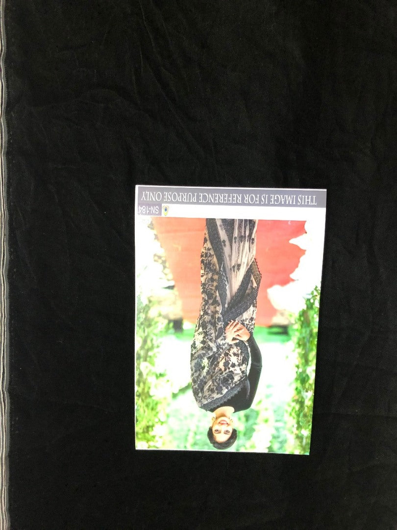 White mono net designer heavy black threadwork ceremonial saree