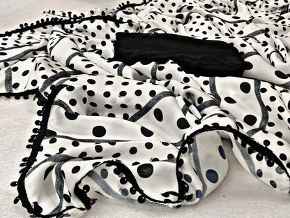 White moss satin georgette digital printed saree