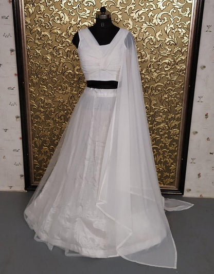 White net beauitufl plain lehenga choli