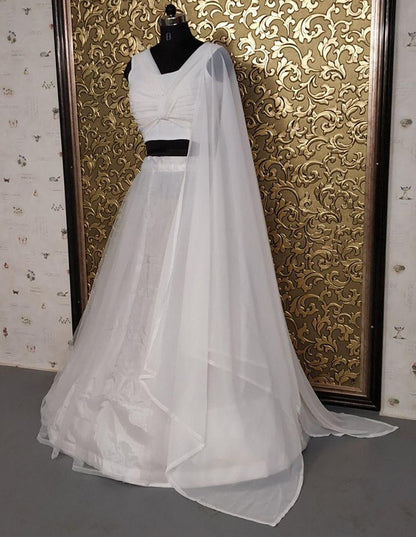 White net beauitufl plain lehenga choli