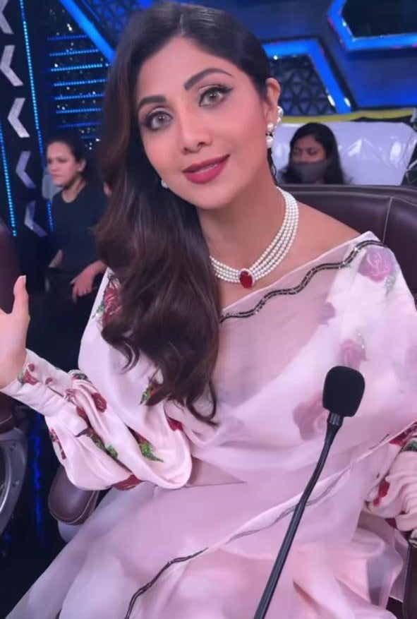 White organza silk handwork ceremonial wear saree