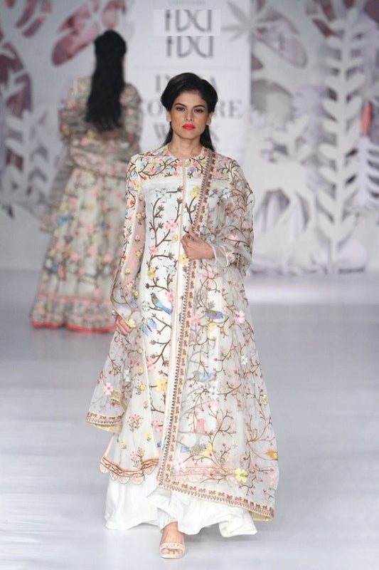 white printed banglori silk salwar suit