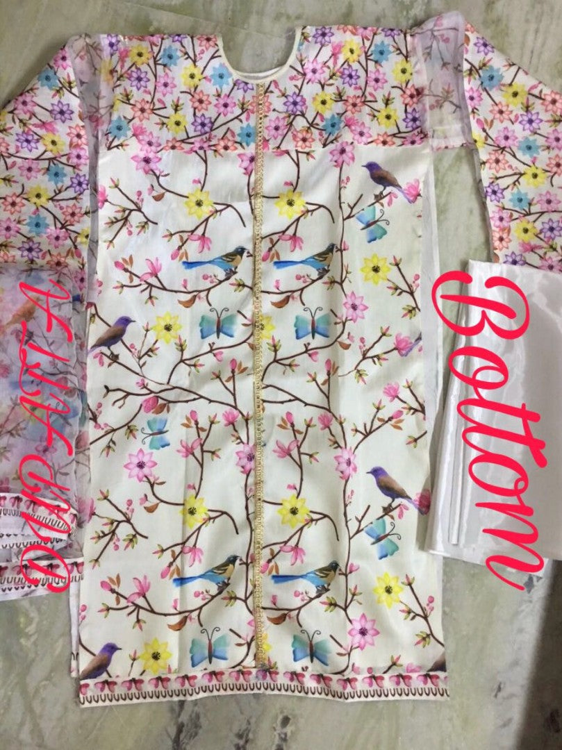 white printed banglori silk salwar suit