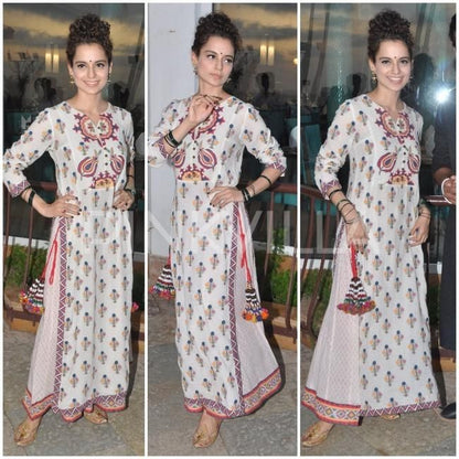 white printed crep bollywood plazzo salwar suit