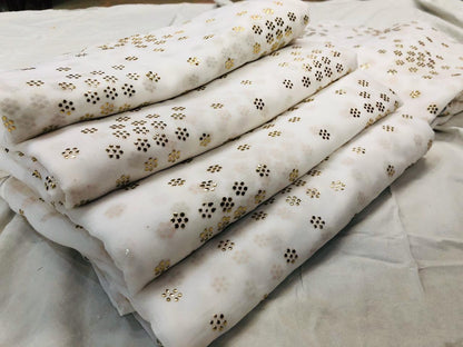 White pure georgette mukesh work designer saree