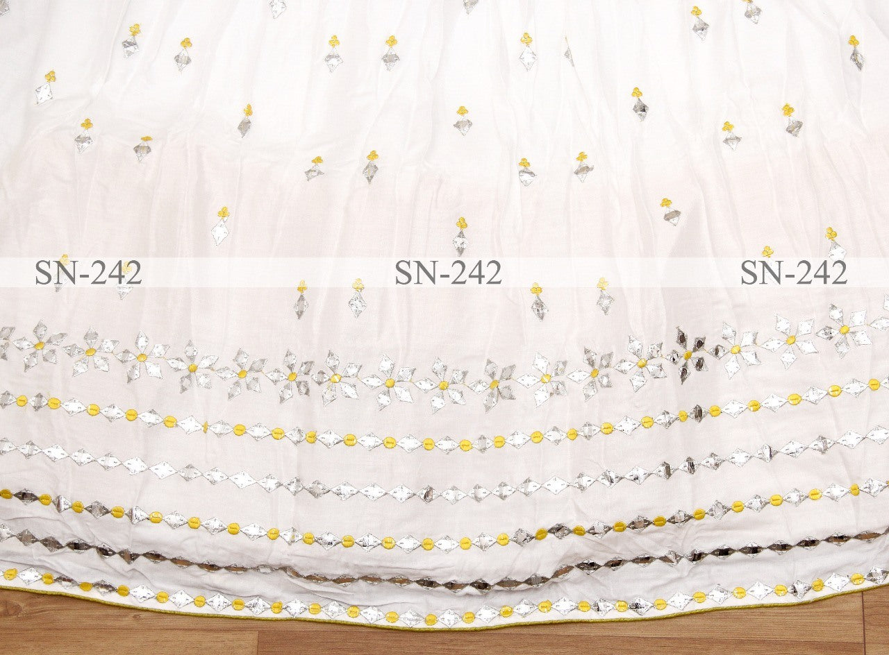 White rayon cotton fancy embroidery work ceremonial lehenga