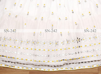 White rayon cotton fancy embroidery work ceremonial lehenga
