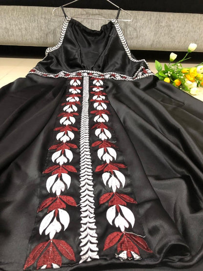 White satin embroidered western kurti