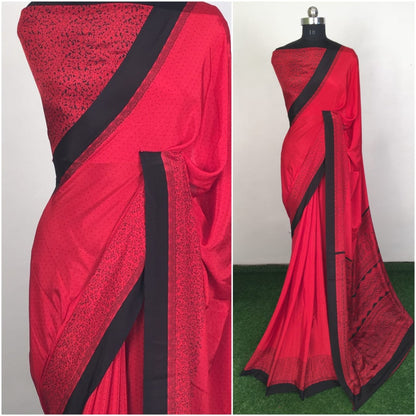 white silk crape printed saree