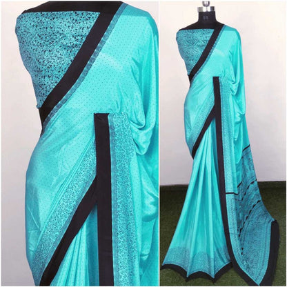 white silk crape printed saree