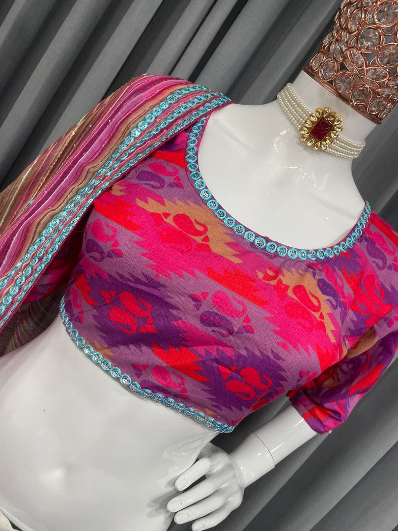 White slub cotton heavy chain stitch embroidery work festival lehenga choli