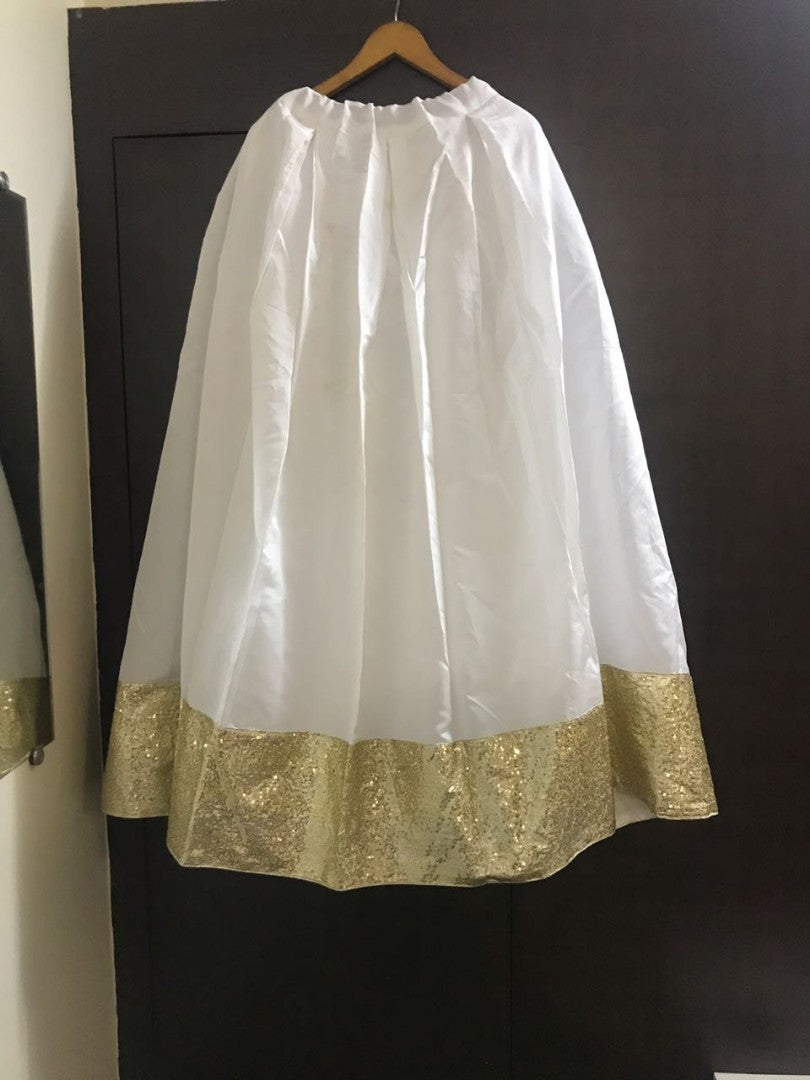 white tapeta silk sequence border partywear lehenga choli